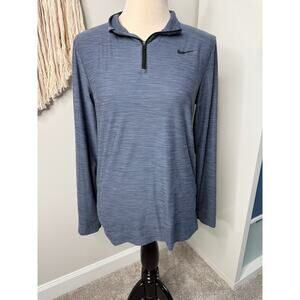 Nike Dri-fit Mens Quarterzip Blue Gray Shark Long-sleeved Running Shirt Small